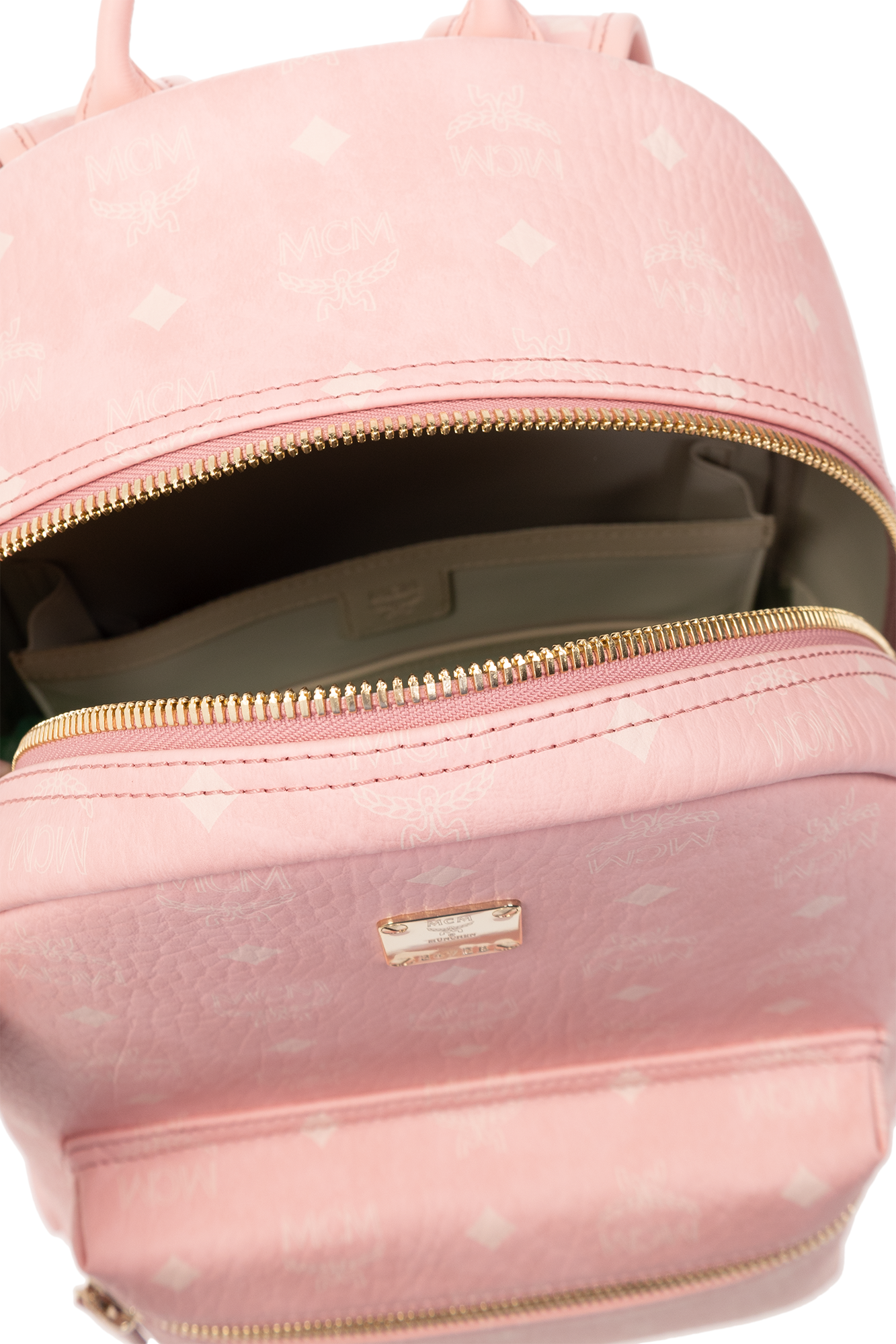 Mcm mini hotsell pink leather backpack